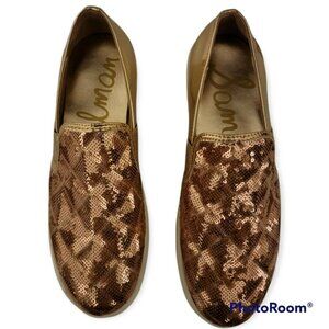 Sam Edelman Sheena Pam Pink Sequined Slip on Sneakers Size 5